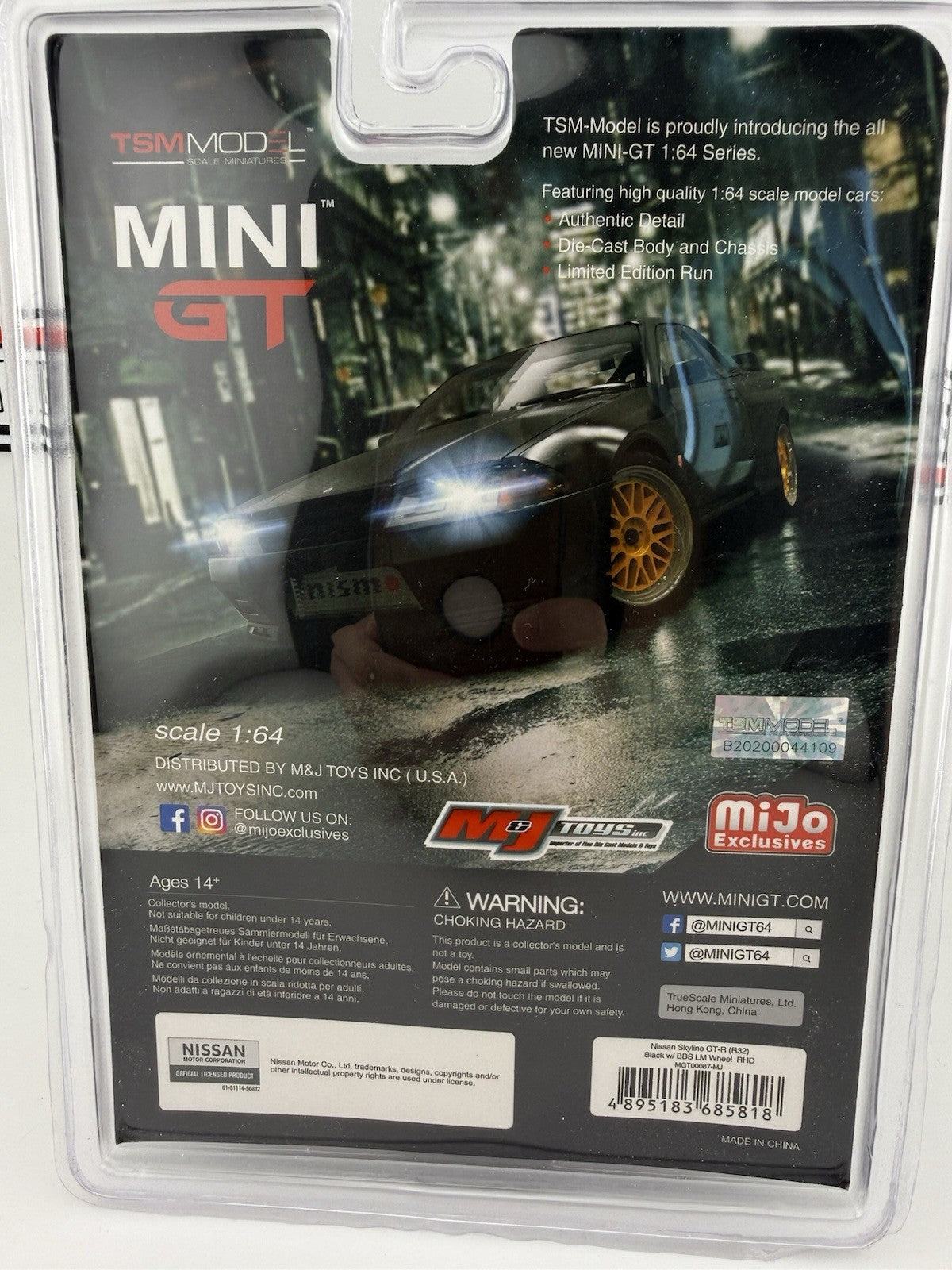 Nissan Skyline GT R (R32) Black w/ BBS LM Wheel Mini GT MGT 000872
