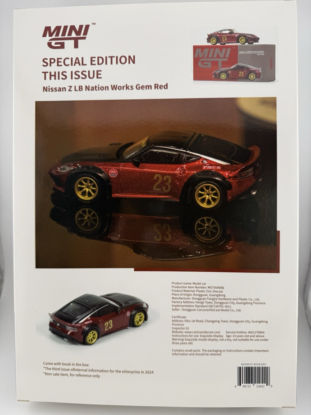 Nissan Z LBWK Gem Red Mini GT MGT 00737 CLDC Magazine Box New2
