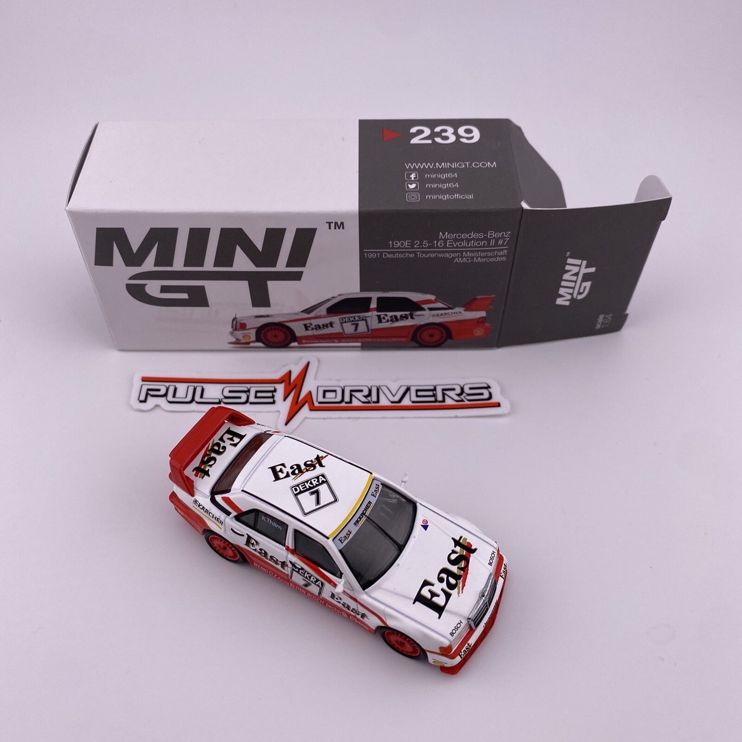 Mercedes Benz 190E 2.5 16 Evolution II White Mini GT 00239 AMG Mercedes DTM8