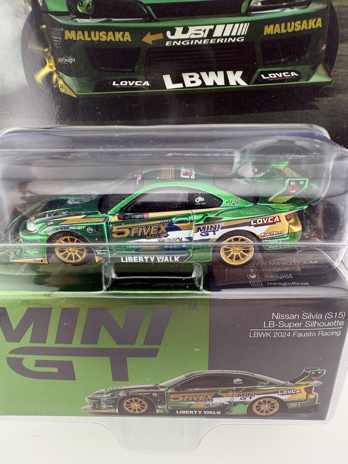 Nissan Silvia (S15) LB Super Silhouette Works Chrome Green Mini GT MGT 008584