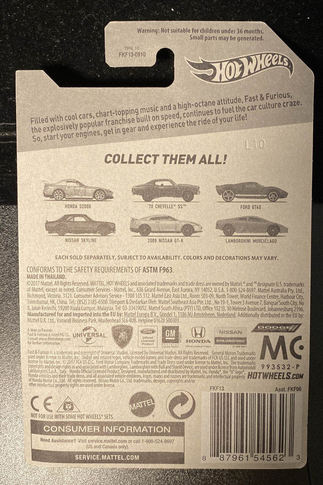 Hot wheels fast and furious fast five Nissan skyline 5/6 in Card Protector11