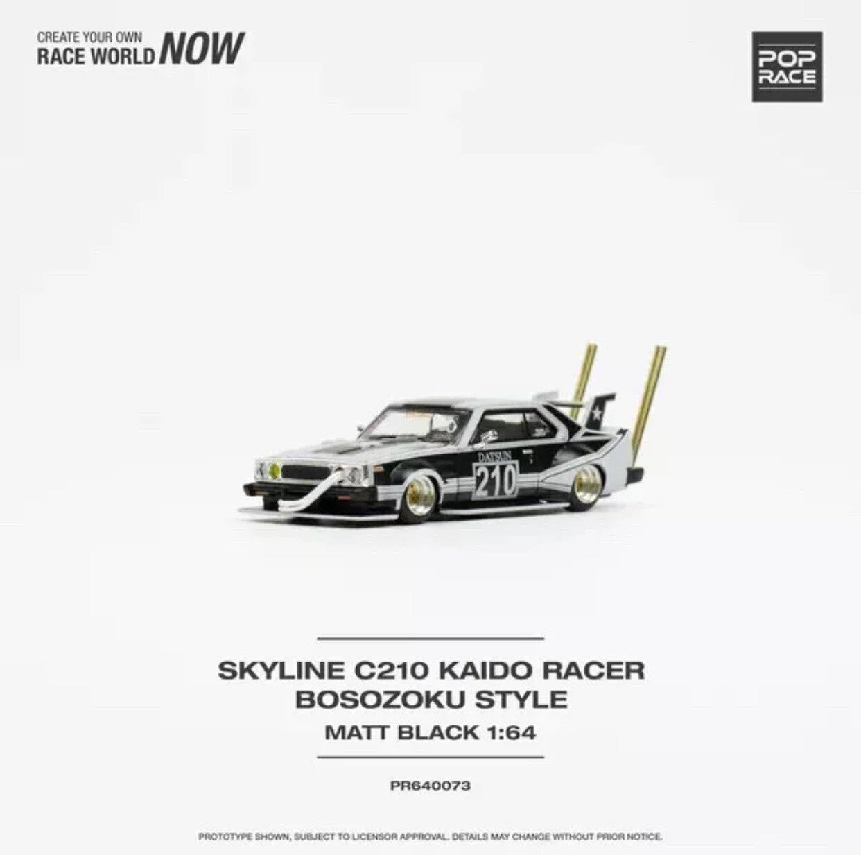 Skyline C210 Bosozoku Style Matte Black   POPRACE PR64 00736