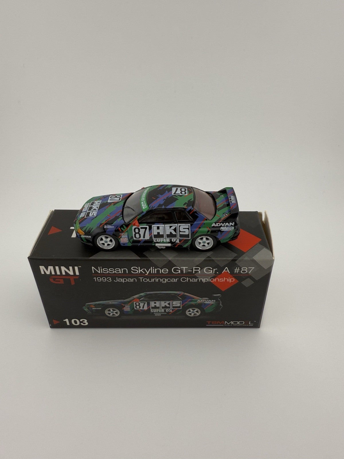 Nissan Skyline GT R (R32) Gr  Mini GT MGT 00103  87 HKS 1993 JTCC Open Box1