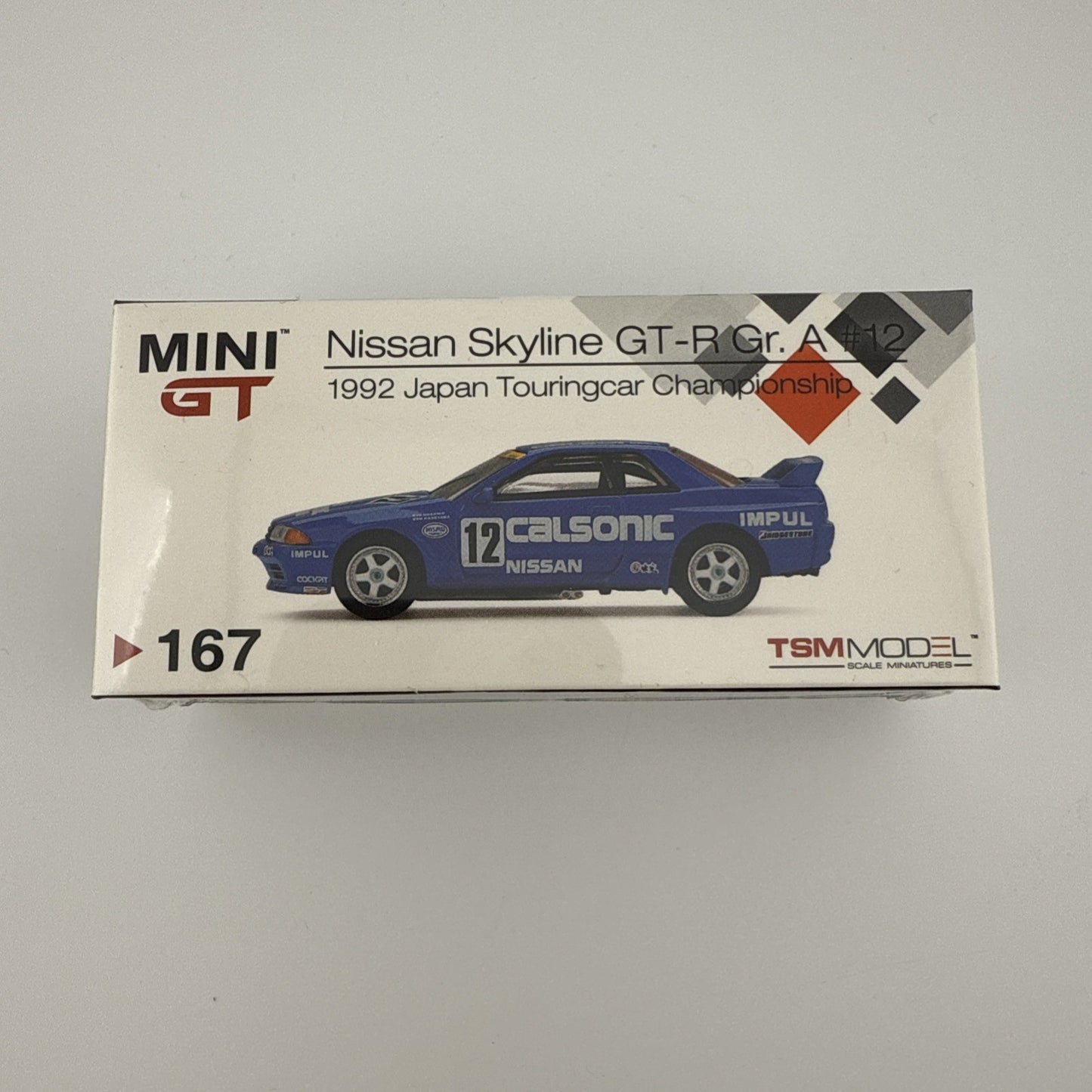 Nissan Skyline GT R (R32) Gr. A Mini GT 00167  1Calsonic 1992 JTCC Sealed Box0
