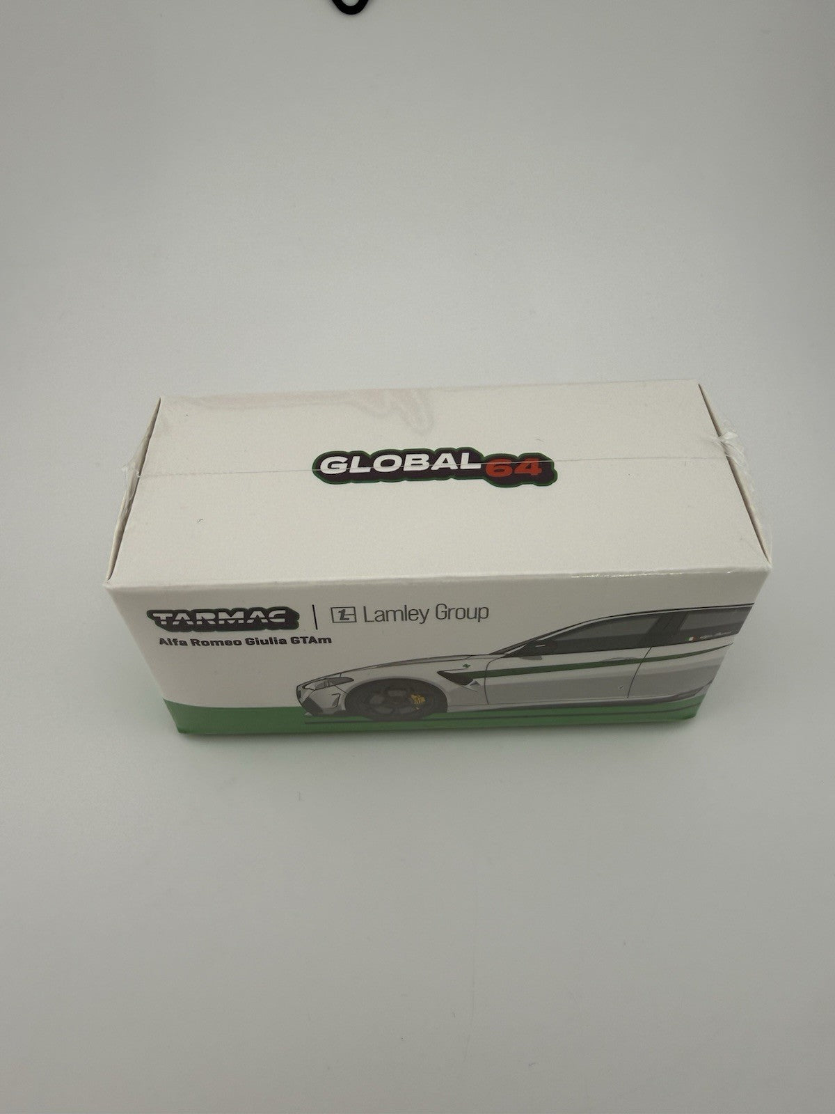 Alfa Romeo Giulia GTAM White w/Green Stripes Tarmac Works T64G TL031 MWG Sealed1