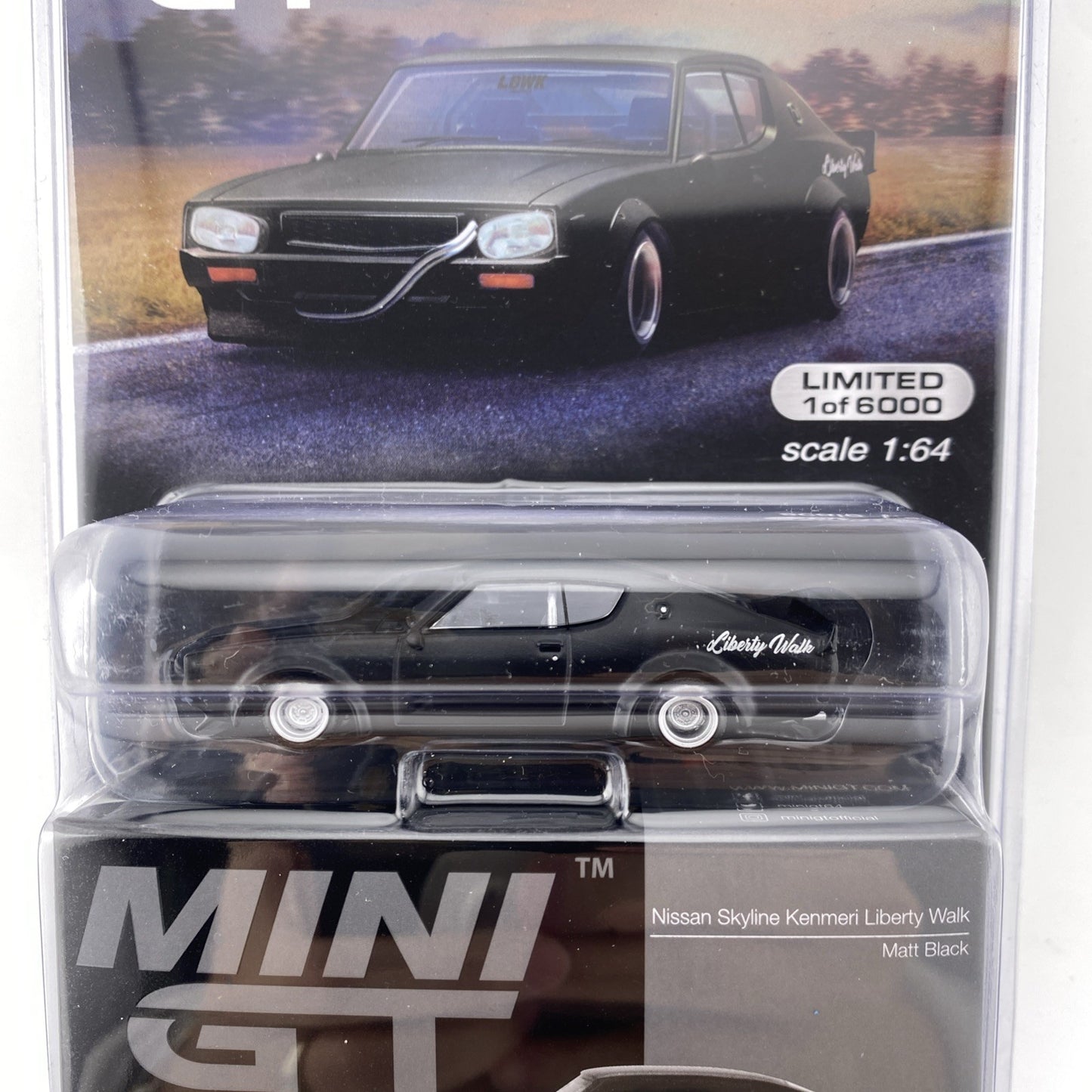 Nissan Skyline Kenmeri Liberty Walk Matte Black   Mini GT MGT 006552