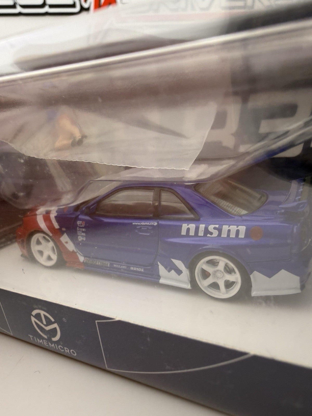 Nissan Skyline GT R (R34) NISMO Red Blue with Figure TimeMicro Sealed5