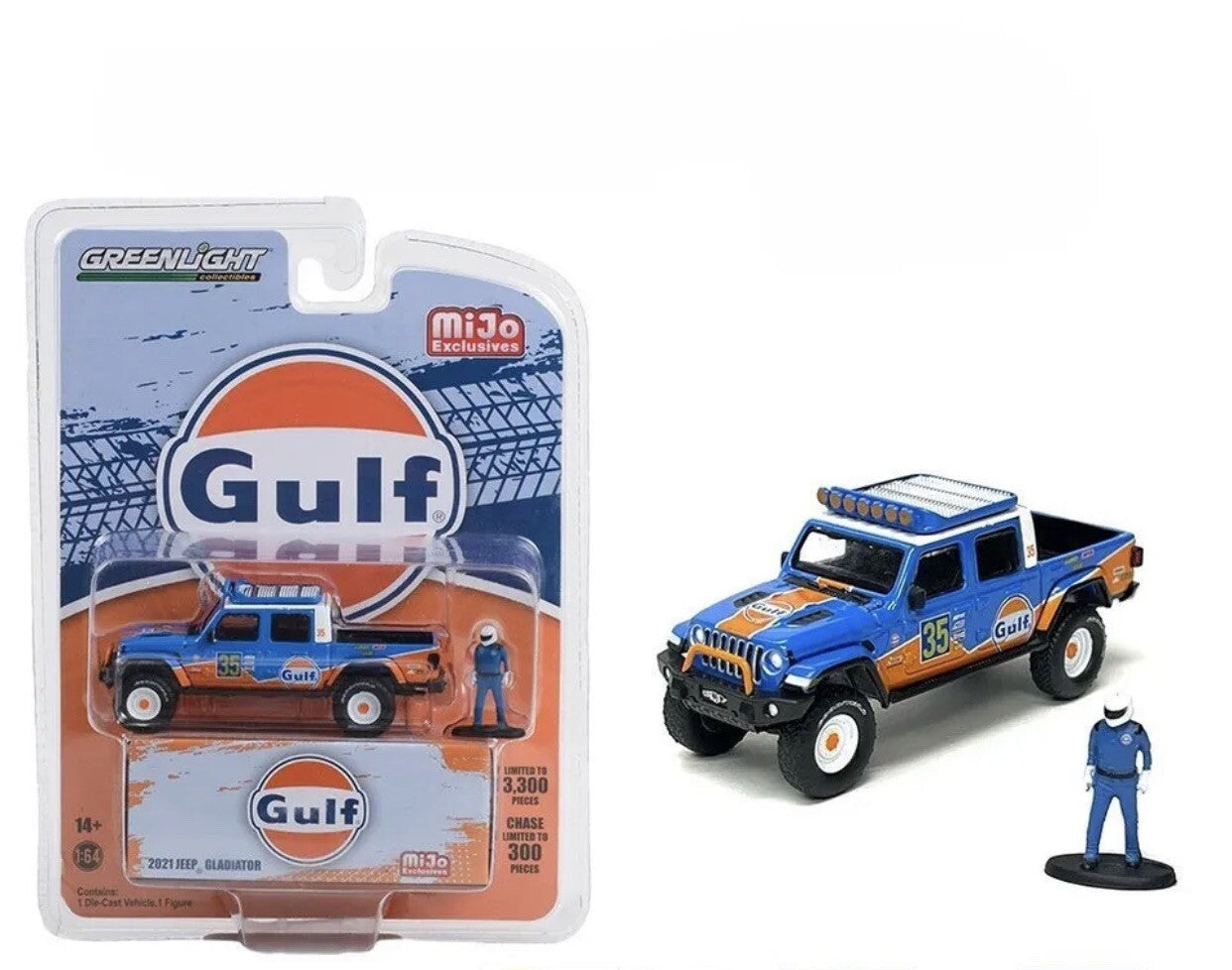 Greenlight 2021  Jeep Gladiator GULF  1:64 Mijo Exclusive with Figure1