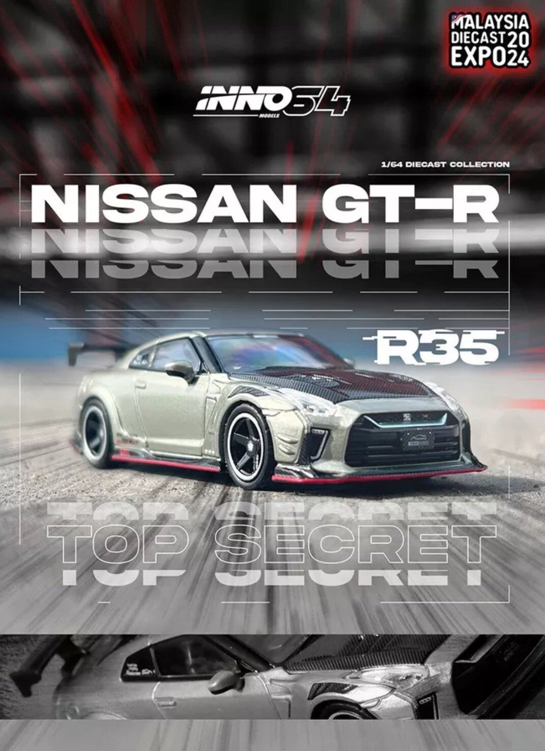 Nissan GT R (R35) Top Secret Silver   INNO64 IN64 R35TS MDX244