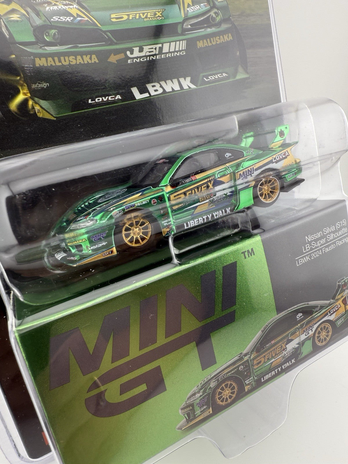 Nissan Silvia (S15) LB Super Silhouette Works Chrome Green   Mini GT MGT 008583