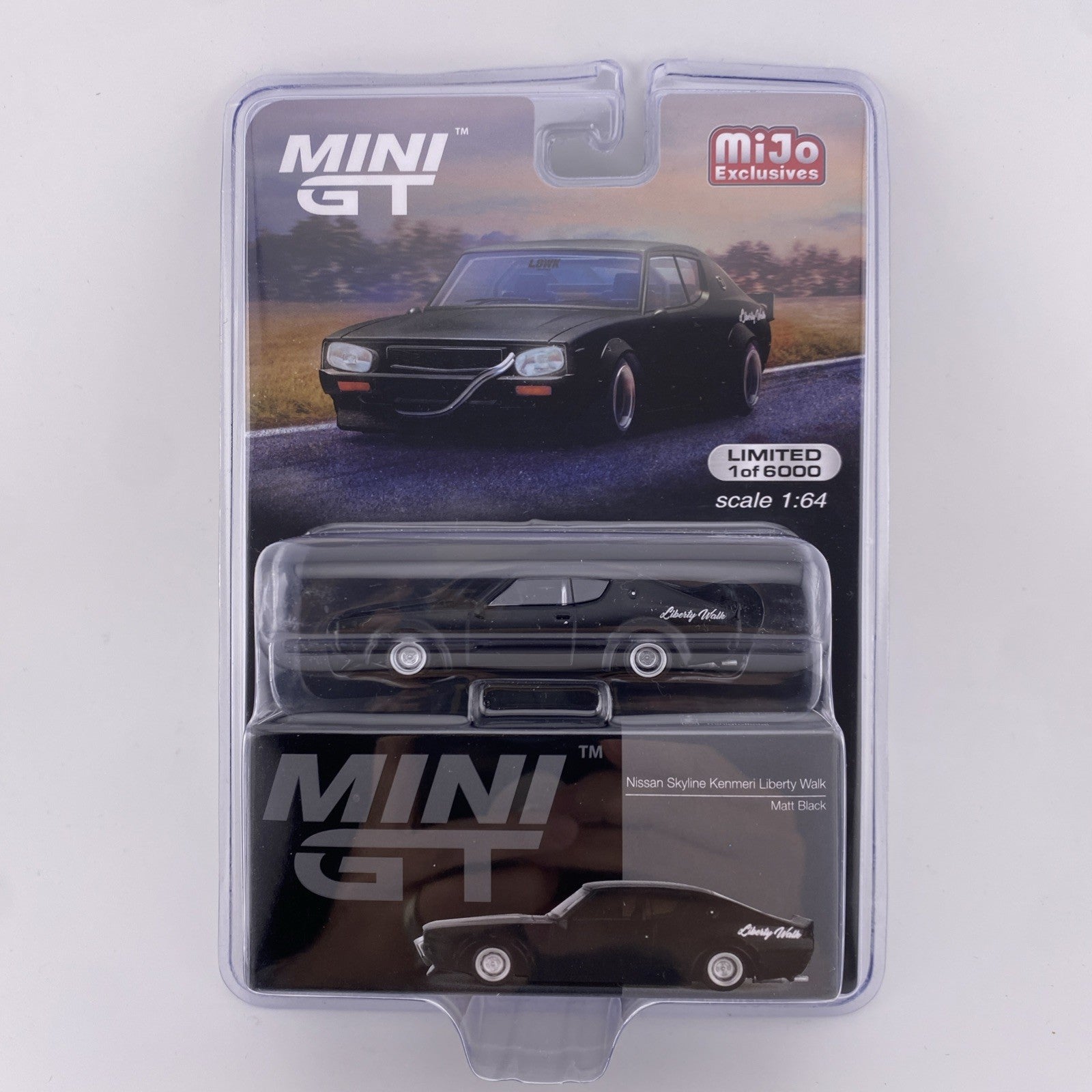 Nissan Skyline Kenmeri Liberty Walk Matte Black   Mini GT MGT 006551