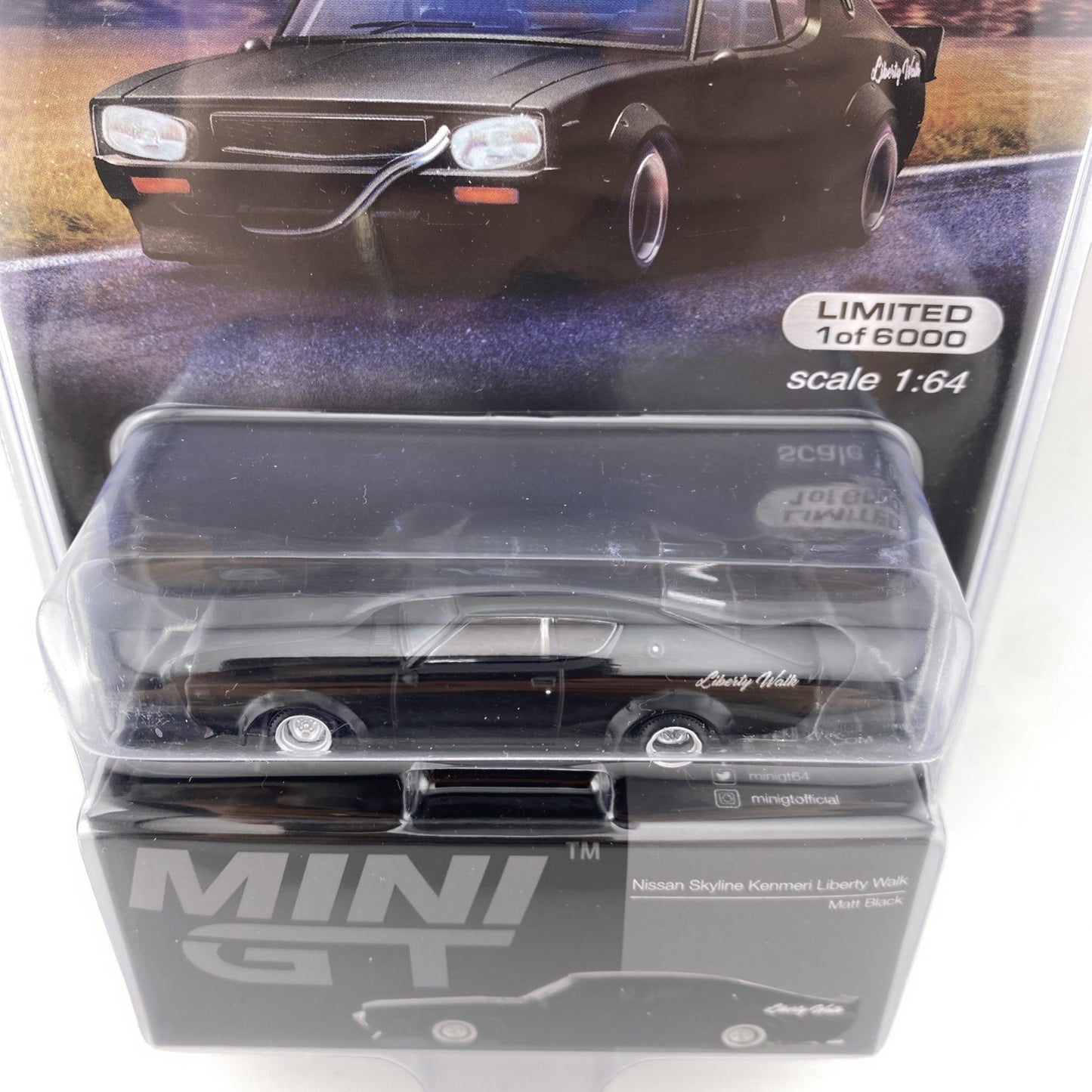 Nissan Skyline Kenmeri Liberty Walk Matte Black   Mini GT MGT 006553