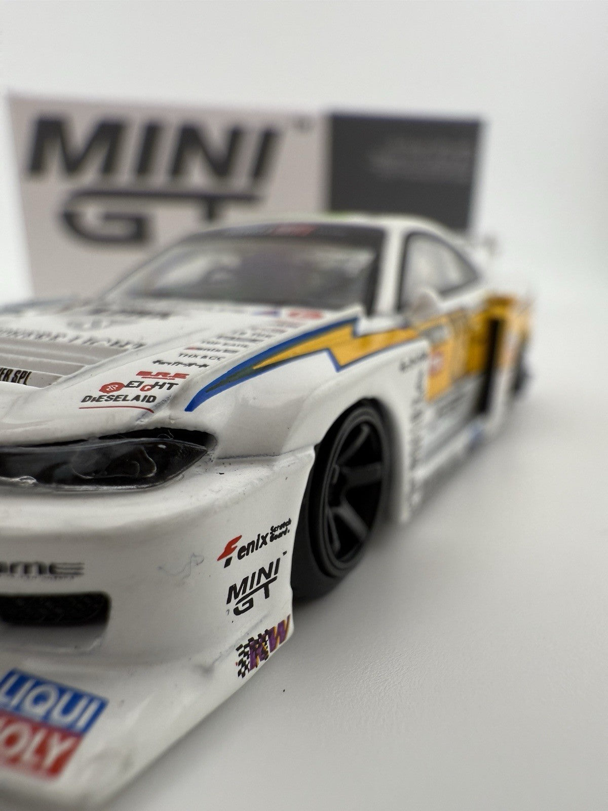 Nissan Silvia (S15) LB Super Silhouette Works White   Mini GT MGT 00434 Open Box7