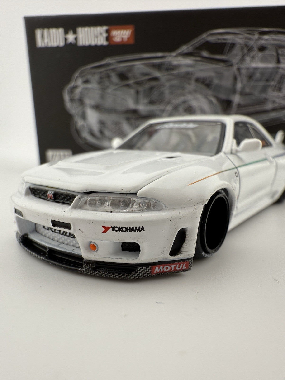 Nissan Skyline GT R (R33) Kaido House Greddy White   Mini GT KHMG 113 Open Box5