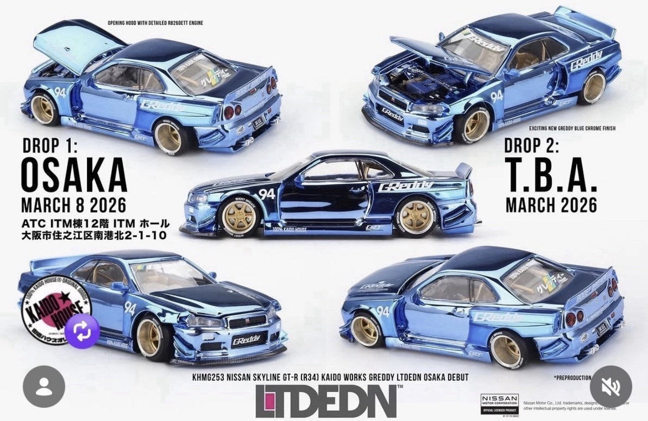 Nissan Skyline GT R (R34) Kaido House GReddy   LTD KHMG 253 Sealed in Hand0