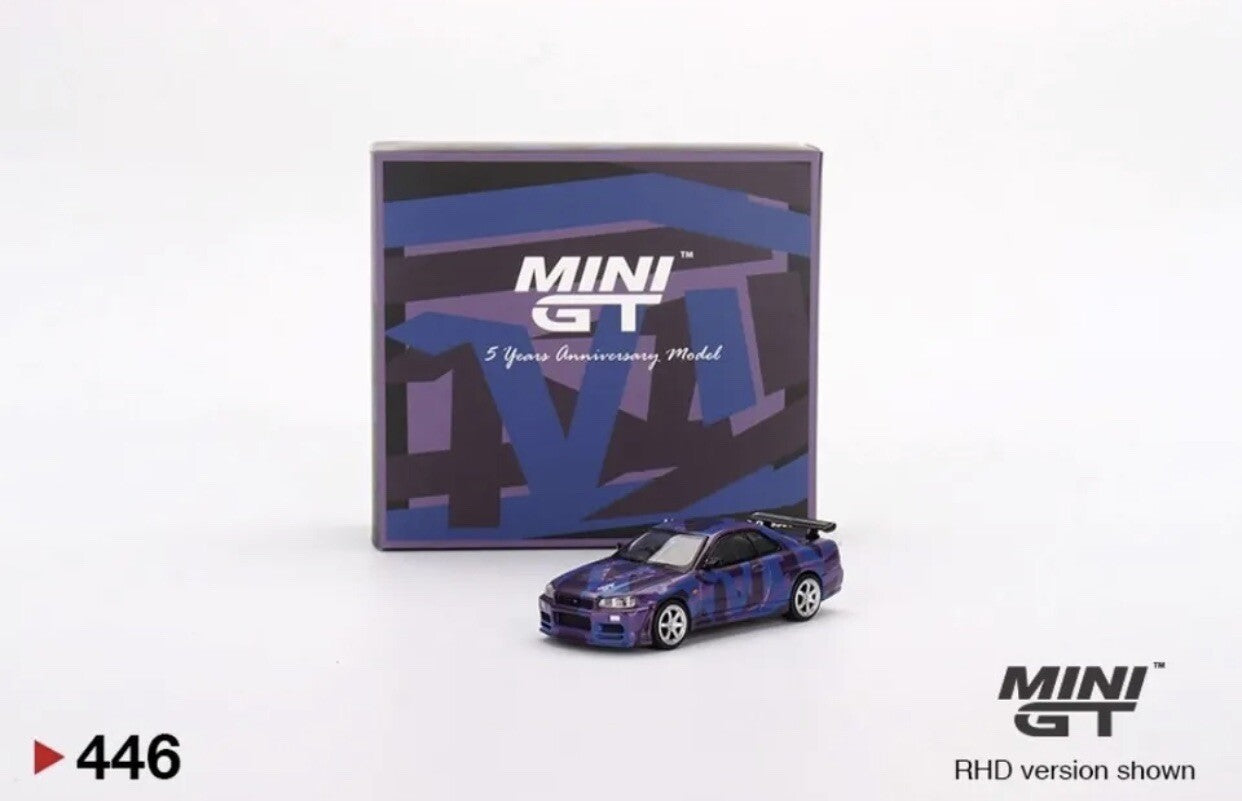 Nissan Skyline GT R (R34)   Purple   TSM Mini GT   MGT 00446 V Spec II 5 Years0