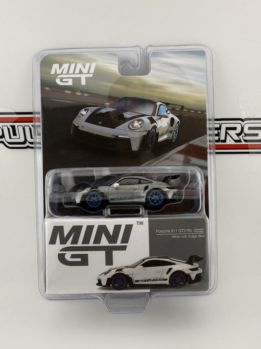 CHASE - Porsche 911 (991) GT2 White with Indigo Blue - Mini GT 008530