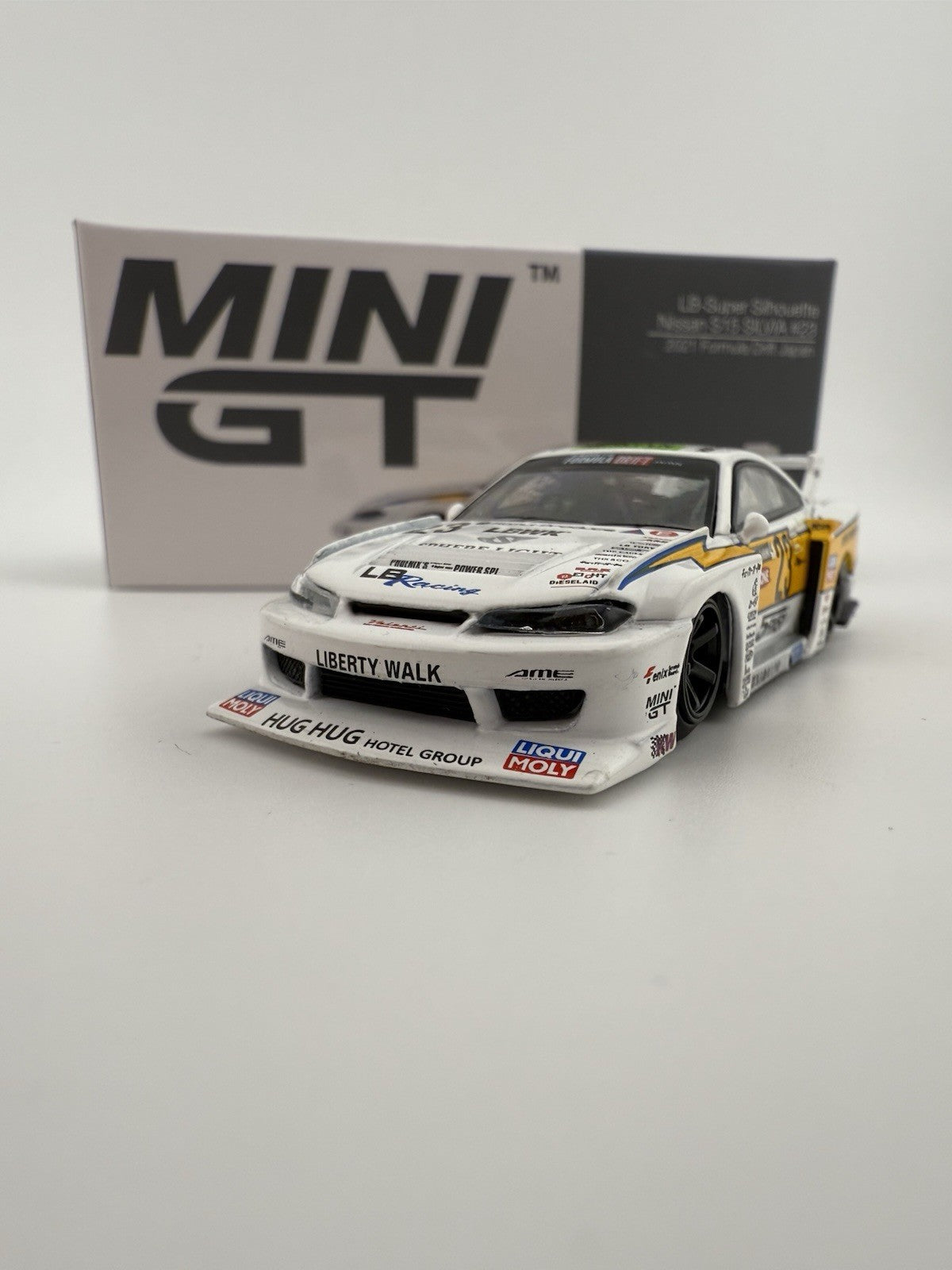 Nissan Silvia (S15) LB Super Silhouette Works White   Mini GT MGT 00434 Open Box3