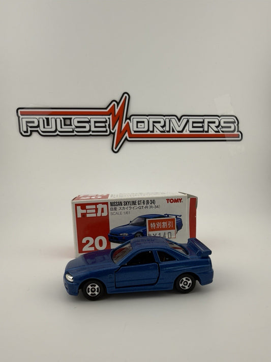 Nissan Skyline GT R (R34) Blue   Tomica No.20   Open Box0