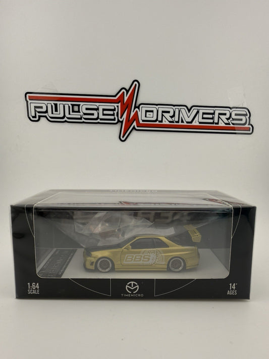 Nissan GTR34 Dark Gold BBS with Figure   Time Micro 1:64 TM643425 10