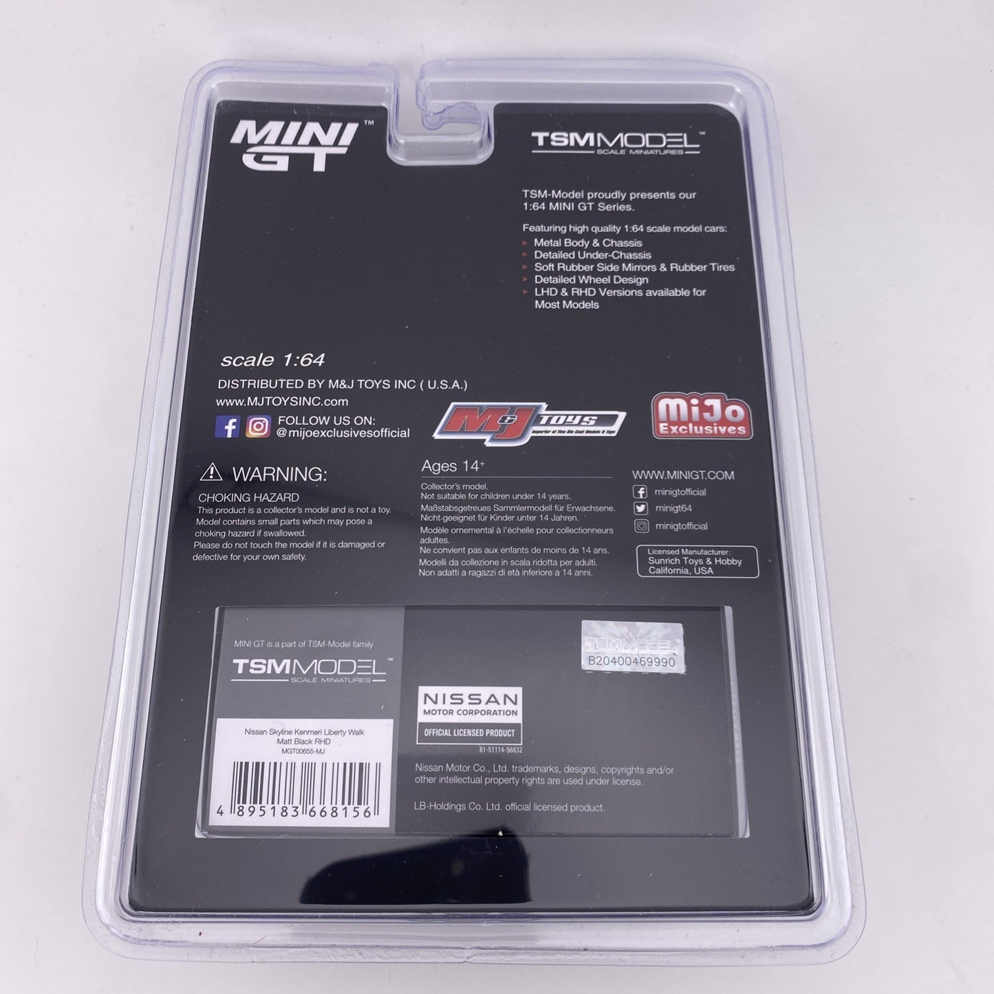 Nissan Skyline Kenmeri Liberty Walk Matte Black   Mini GT MGT 006556