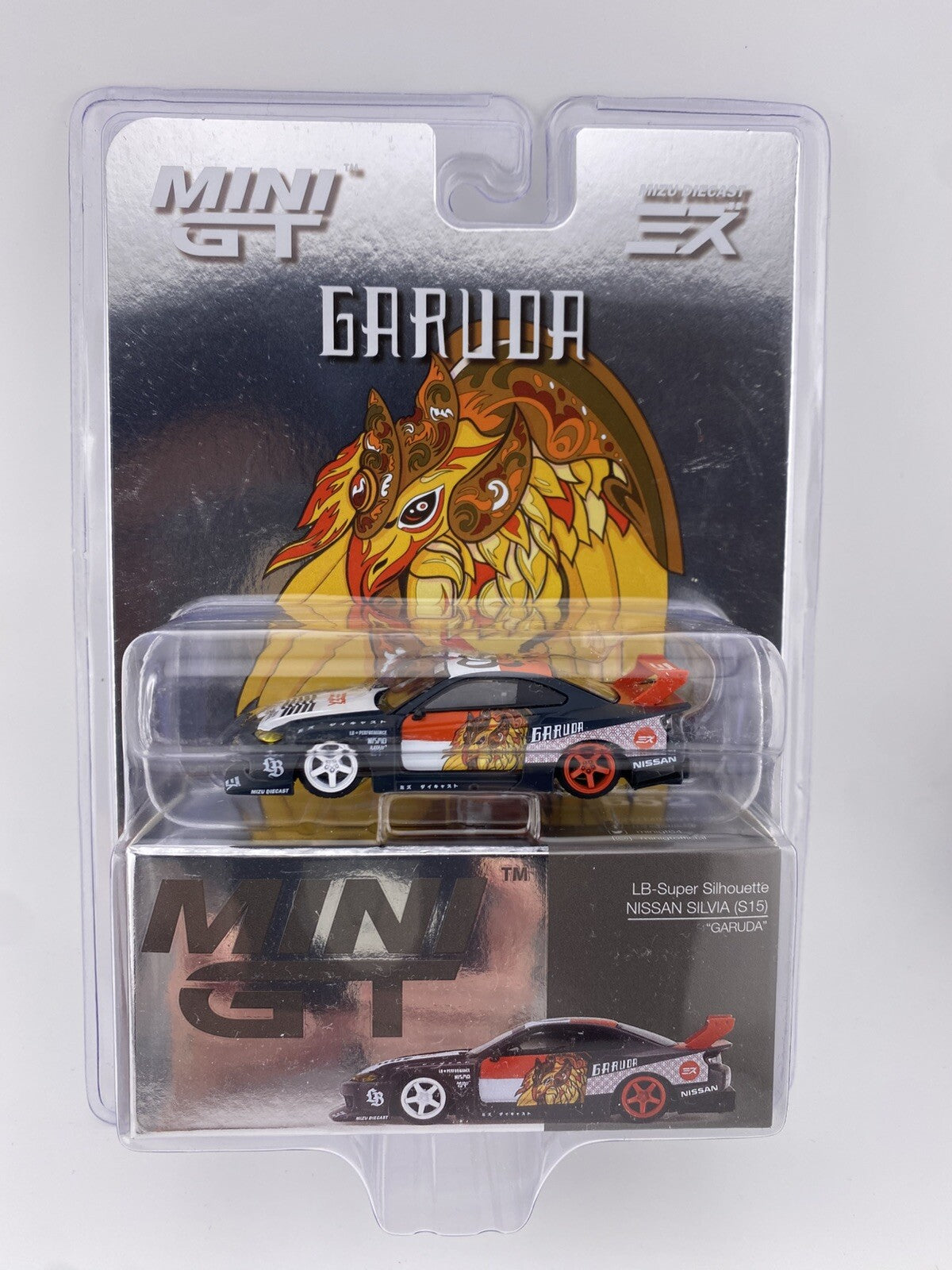 Nissan Silvia (S15) LB Super Silhouette Works Mini GT 00652 Garuda MIZU Diecast0
