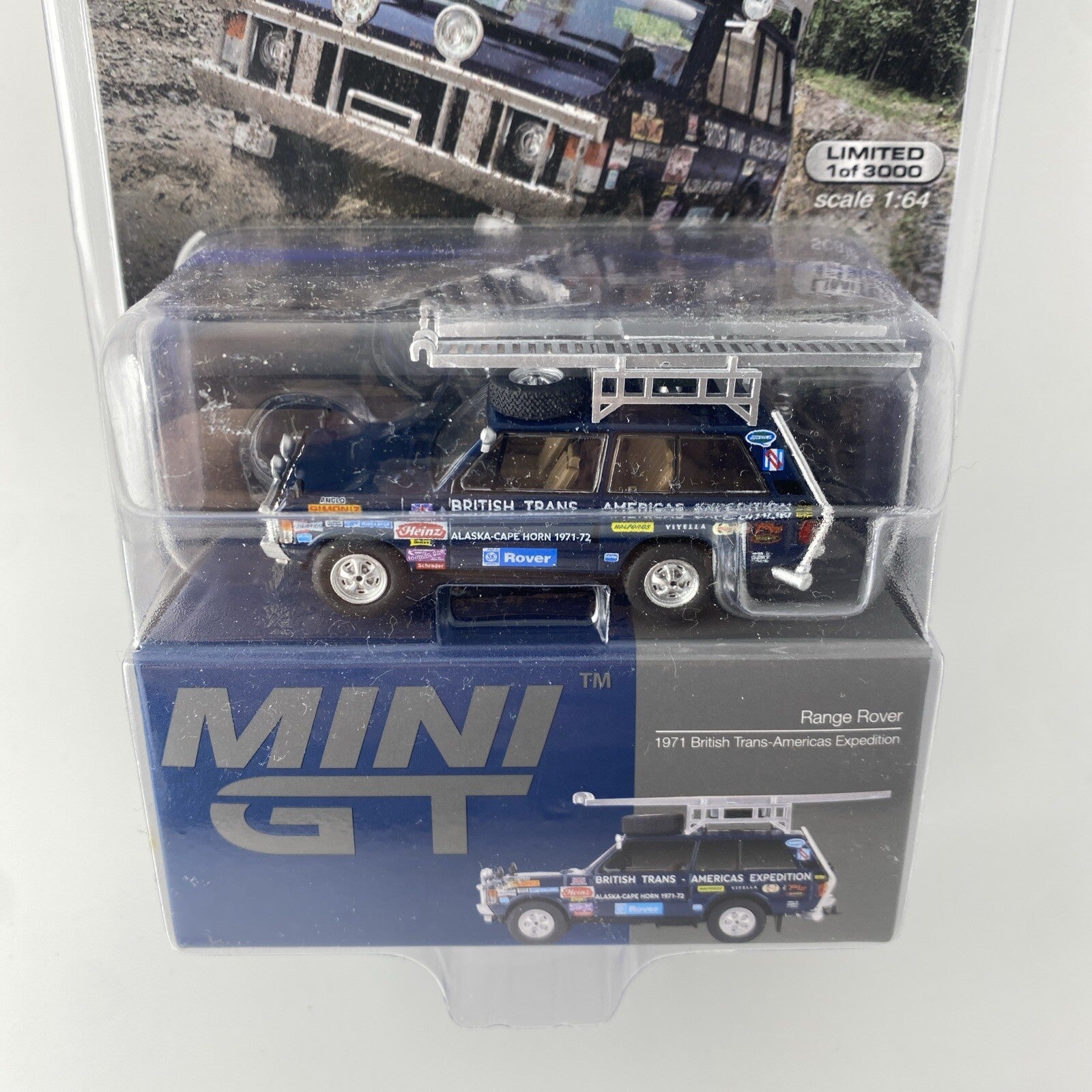 Range Rover 1971 Blue   Mini GT MGT 00542 1971 British Trans Americas Expedition1