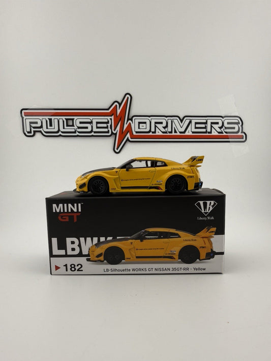 LB Silhouette Works Nissan 35GT RR   Yellow Mini GT 182 Open Box0