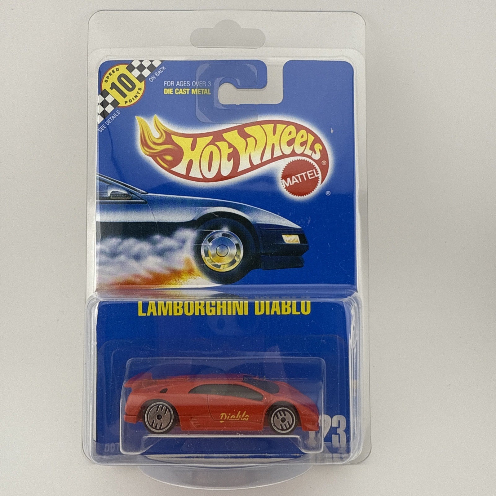 Hot Wheels Mattel Lamborghini Diablo Red #123 In Protector   Corner Issues5