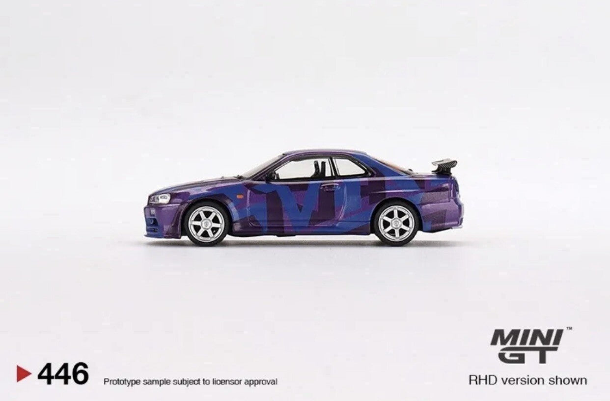 Nissan Skyline GT R (R34)   Purple   TSM Mini GT   MGT 00446 V Spec II 5 Years6
