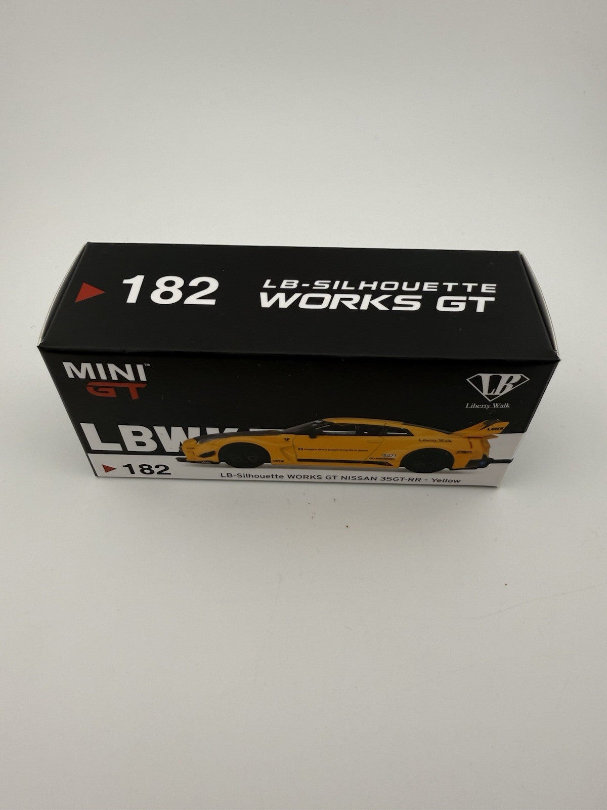 LB Silhouette Works Nissan 35GT RR   Yellow Mini GT 182 Open Box7