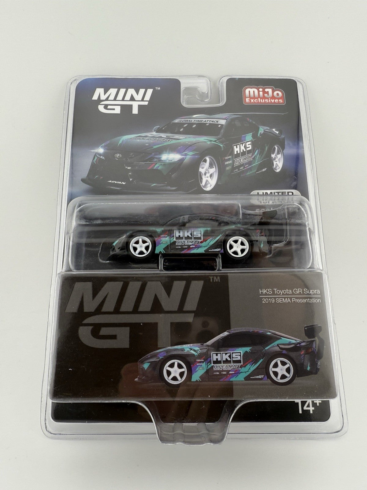 MINI GT MIJO EXCLUSIVES HKS 2019 TOYOTA GR SUPRA SEMA PRESENTATION 1:64 NEW0