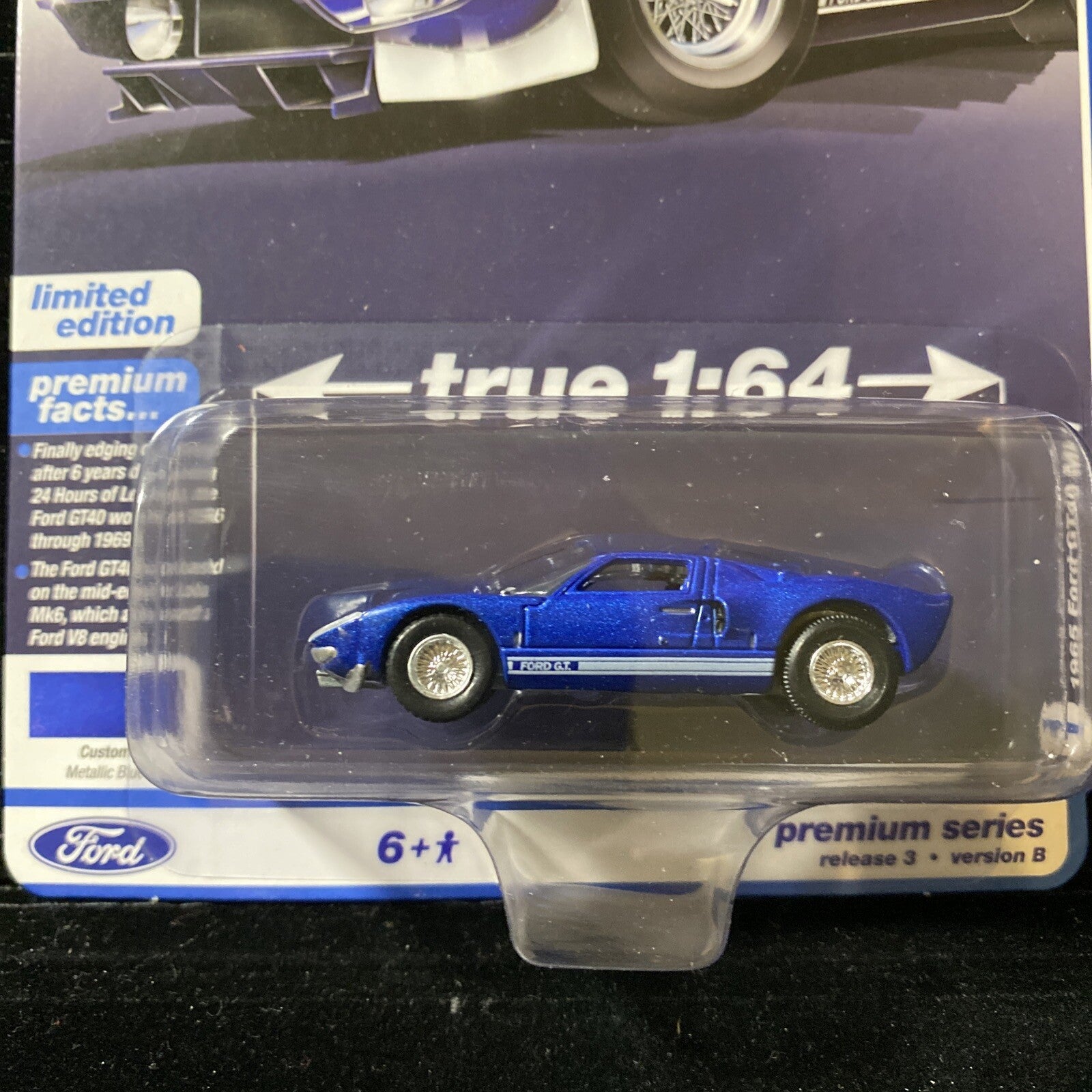 1965 Ford GT40 MK1 Blue Metallic with White Stripes "Vintage Muscle" Limited2