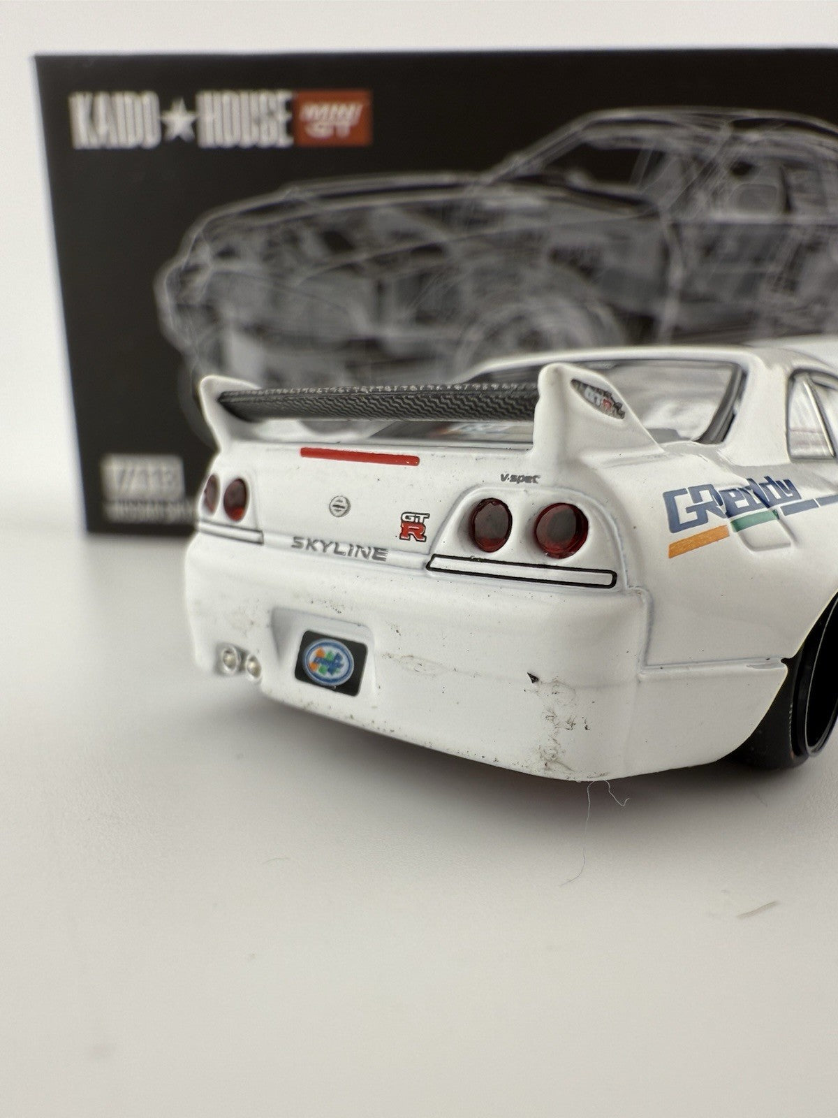Nissan Skyline GT R (R33) Kaido House Greddy White   Mini GT KHMG 113 Open Box9