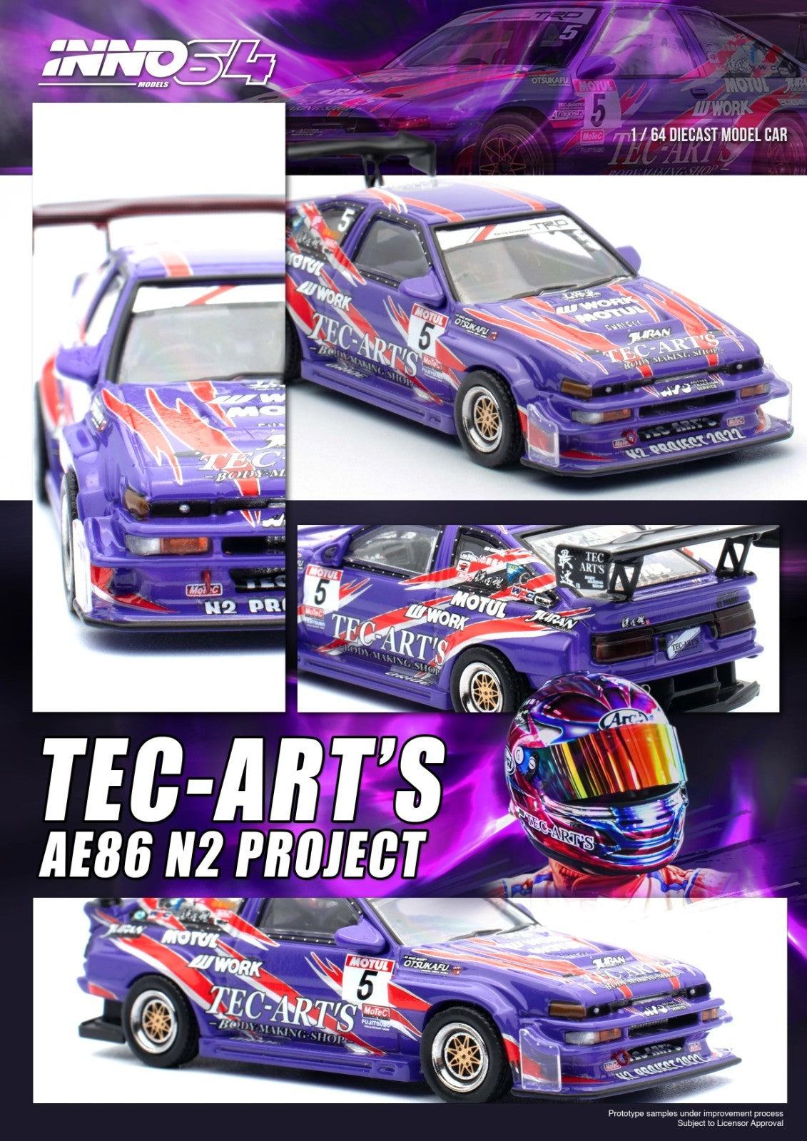 Inno64 1:64 Toyota Sprinter Trueno AE86 N2 Project by Tec Art IN64 AE86N2 TECART5