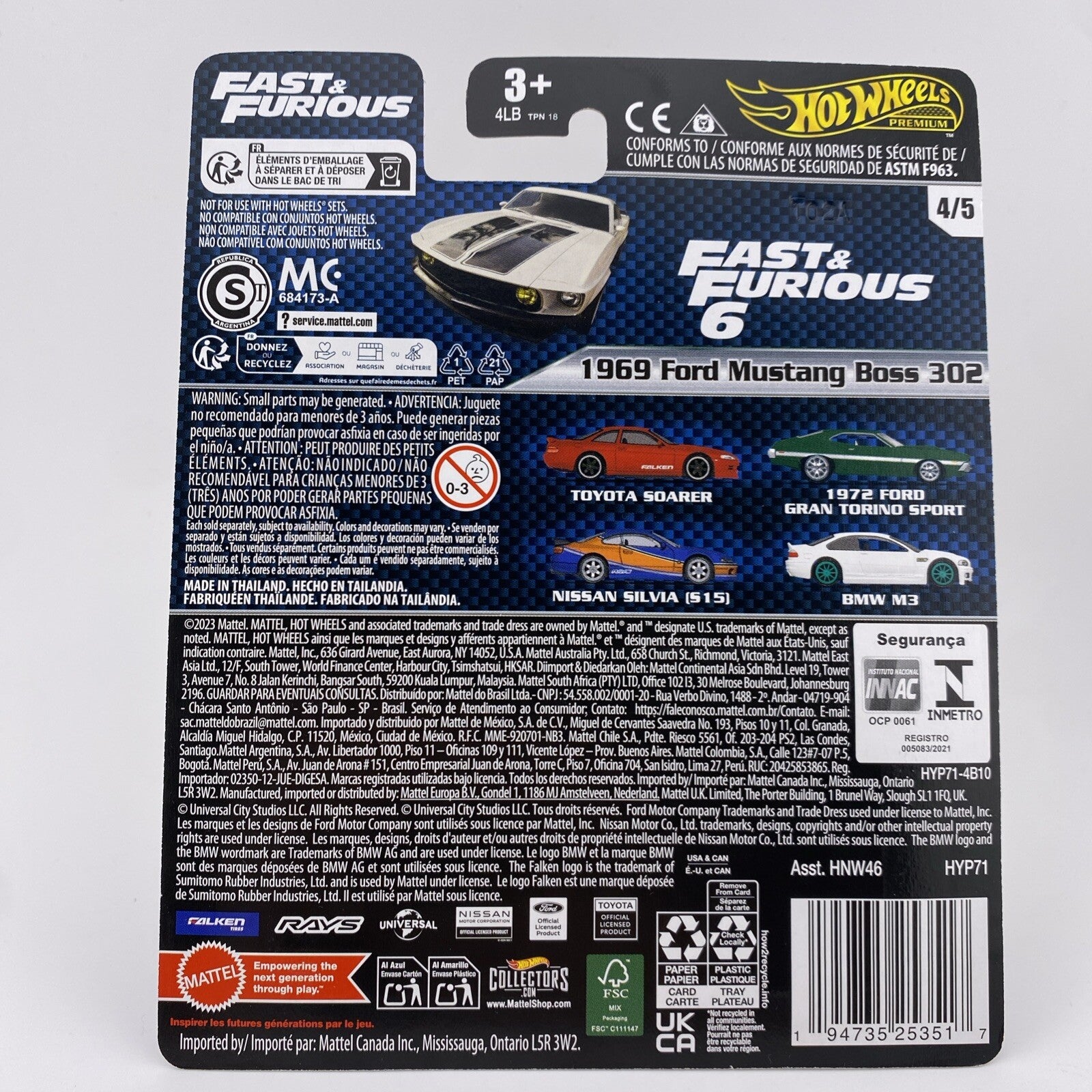 Hot Wheels Premium Fast & Furious 1969 FORD MUSTANG BOSS 302 4/5 in Protector3