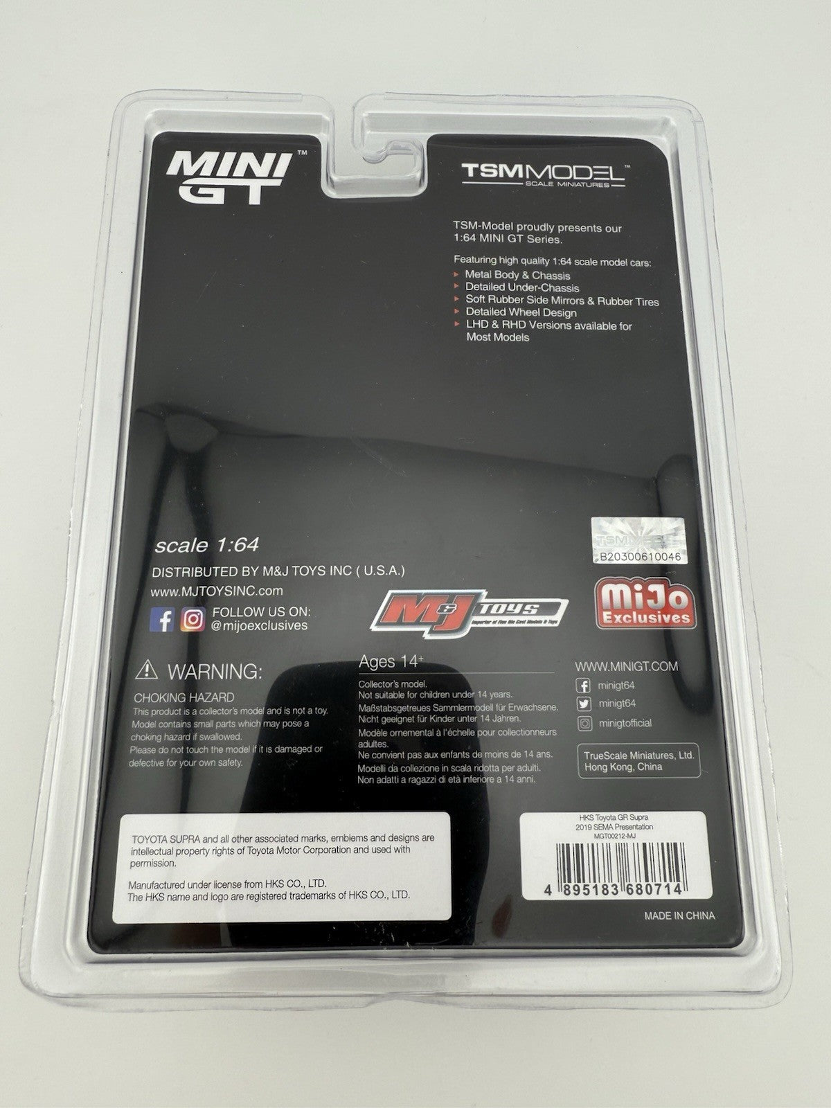 MINI GT MIJO EXCLUSIVES HKS 2019 TOYOTA GR SUPRA SEMA PRESENTATION 1:64 NEW2