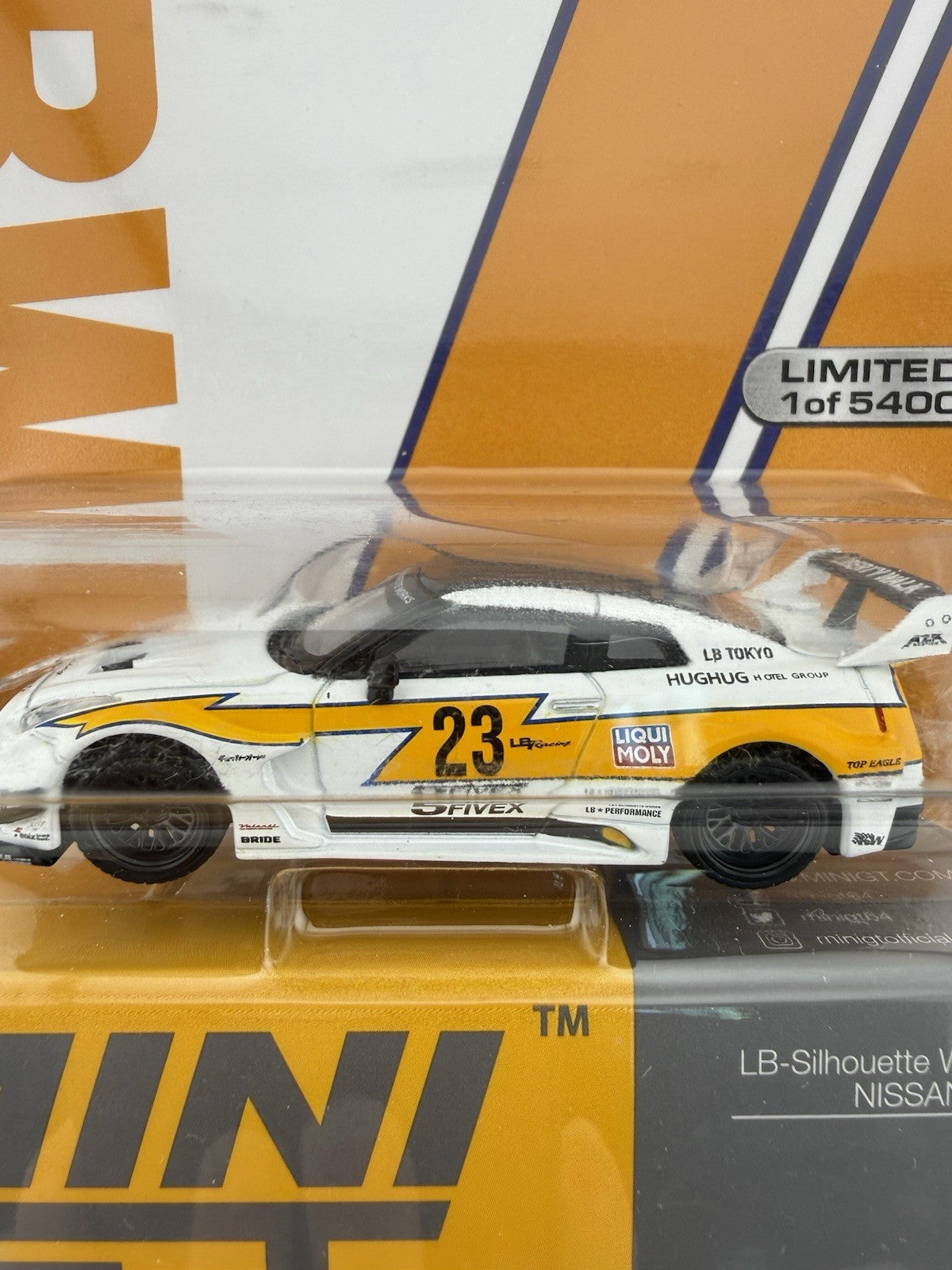Nissan GT R (R35) LB Works White / Yellow   Mini GT MGT 00528 LB Racing4