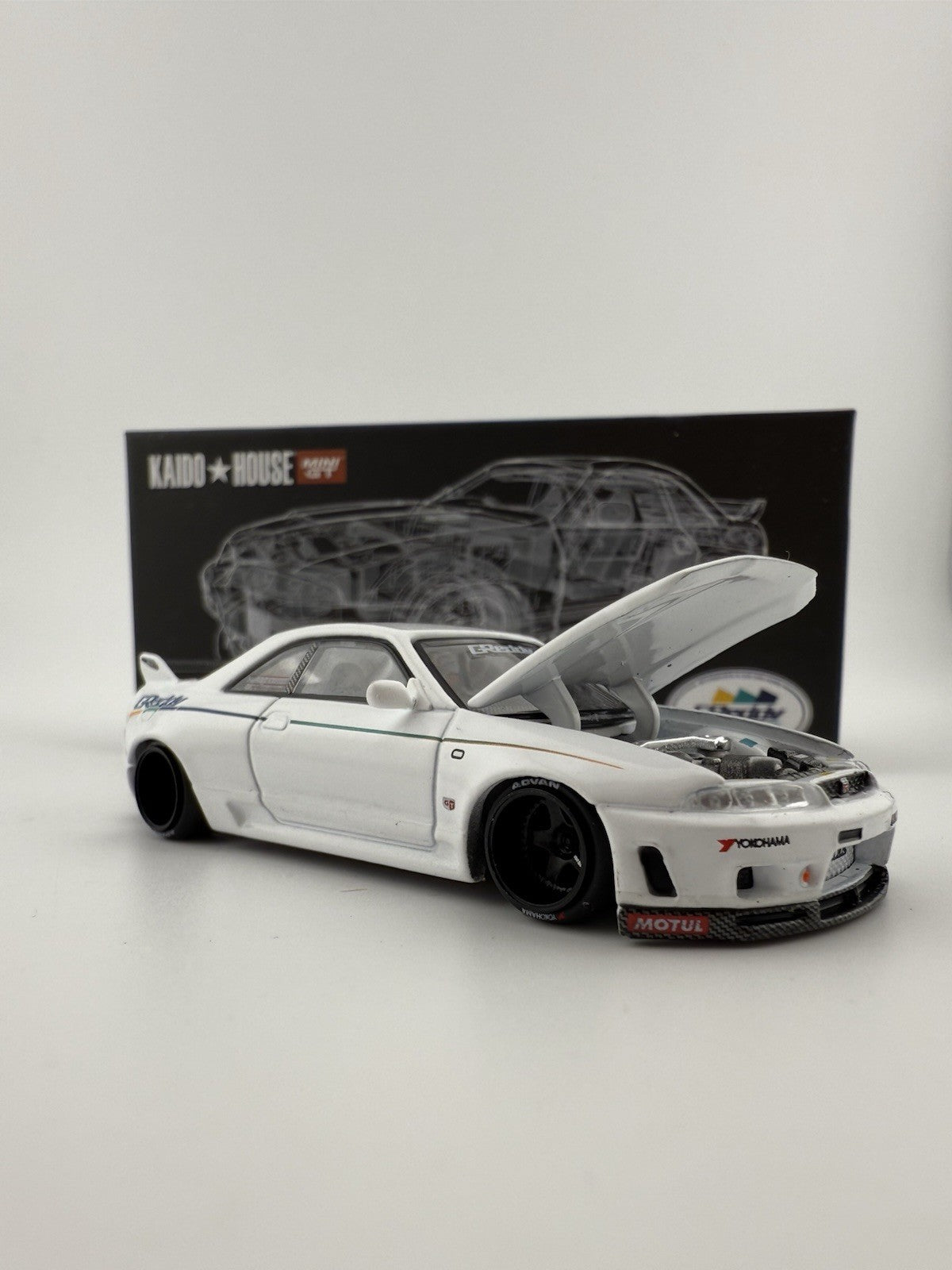 Nissan Skyline GT R (R33) Kaido House Greddy White   Mini GT KHMG 113 Open Box7