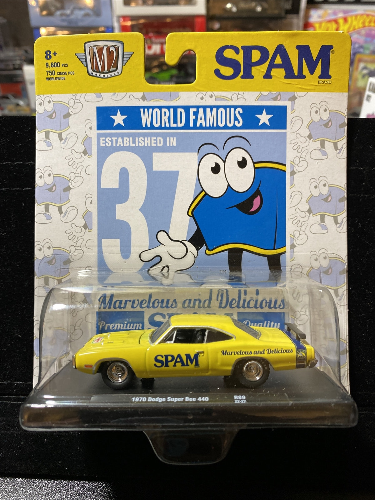 2022 M2 Machines 1970 Dodge Super Bee 440 Spam Yellow 1:64 Scale0