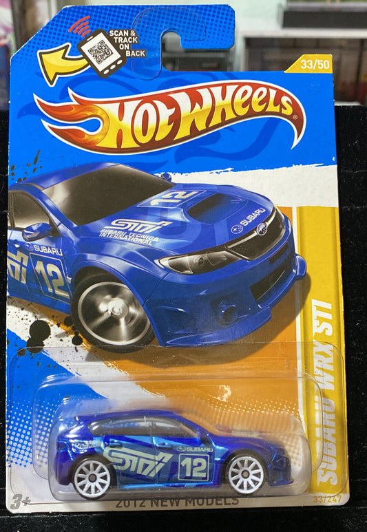 Hot Wheels Subaru WRX STI Blue 2012 NEW MODELS 33/50 in Card Protector0