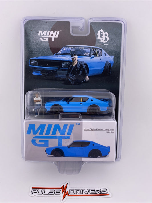 Nissan Skyline Kenmeri Liberty Walk   Light Blue   MGT 00653   With Kato Figure0