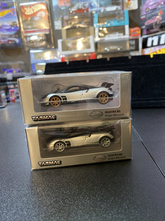 PAGANI HUAYRA BC SILVER & BLACK 1/64 TARMAC WORKS Lot of 2 Chase & Regular0
