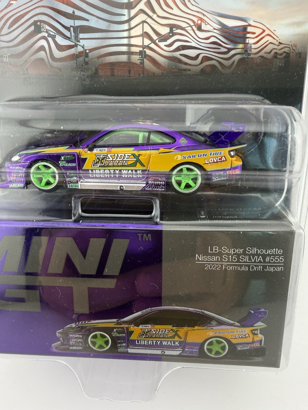 Petersen Museum - Nissan Silva S15 LB-Super Silhouette LBWK Purple Mini GT 005761