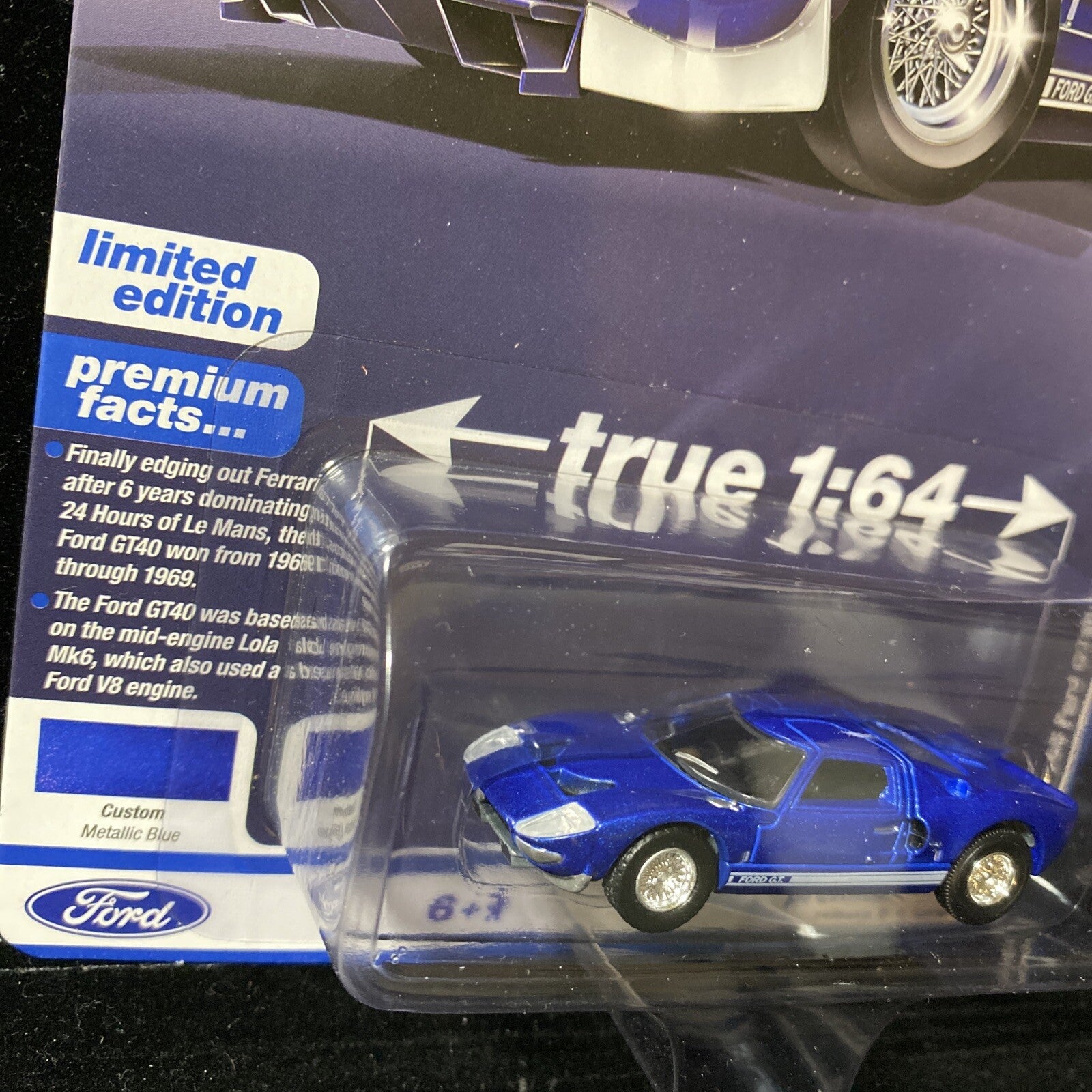 1965 Ford GT40 MK1 Blue Metallic with White Stripes "Vintage Muscle" Limited3