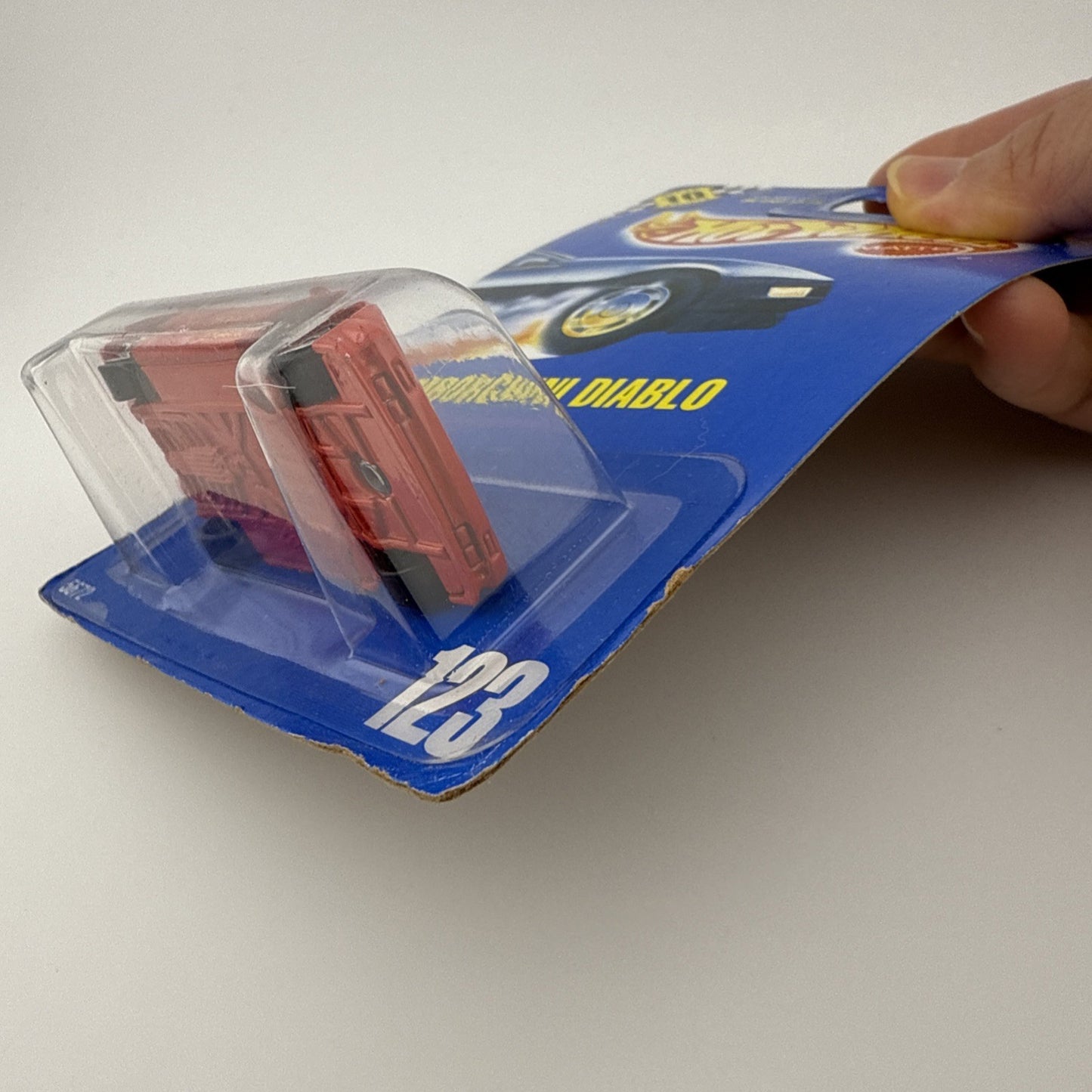 Hot Wheels Mattel Lamborghini Diablo Red #123 In Protector   Corner Issues3