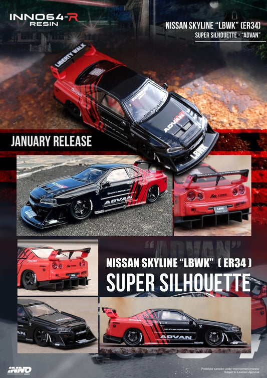 Nissan Skyline LBWK GTR ER34 Silhouette Advan Inno64 IN64R ER34 AD Sealed Resin0