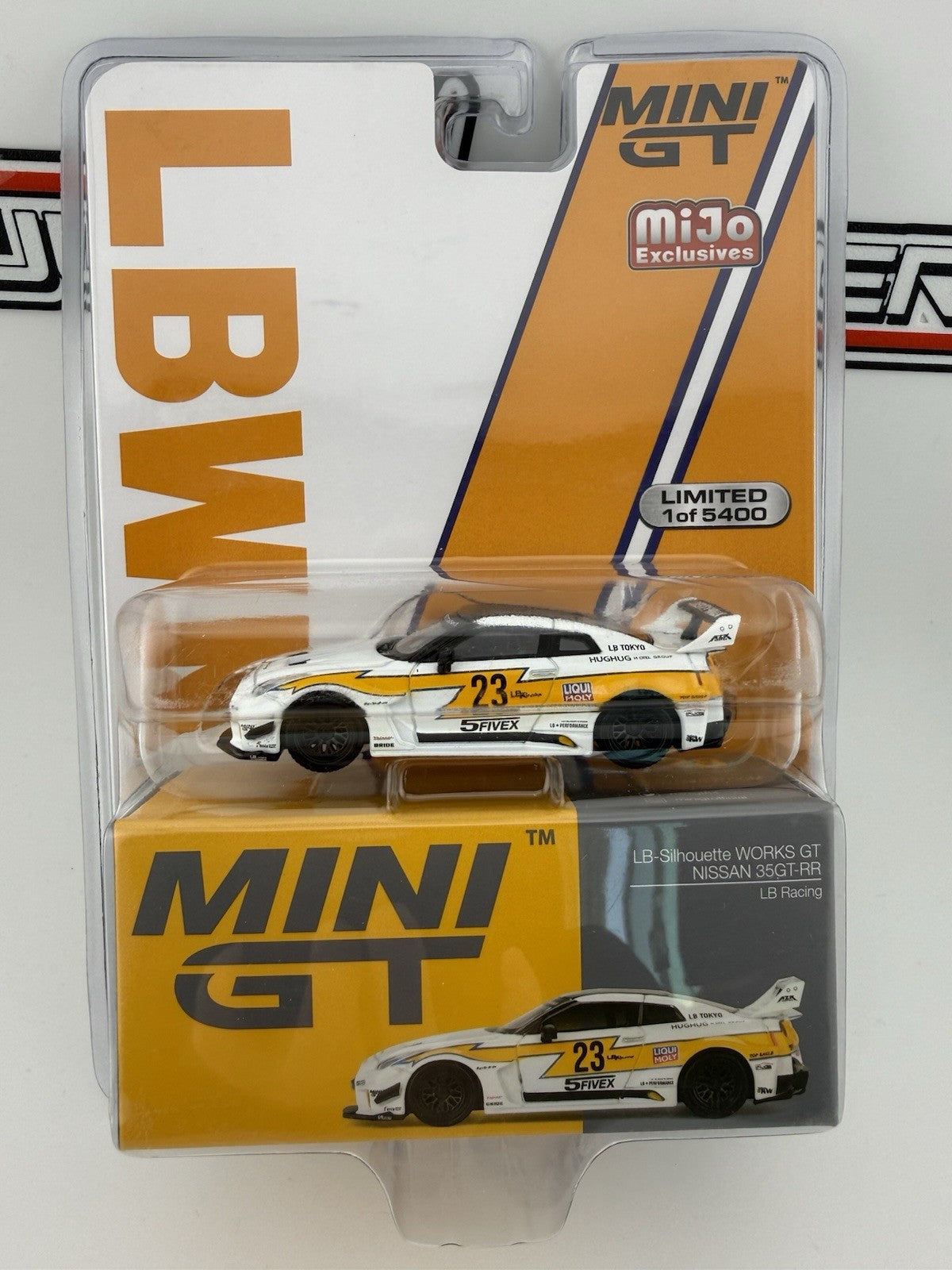 Nissan GT R (R35) LB Works White / Yellow   Mini GT MGT 00528 LB Racing1