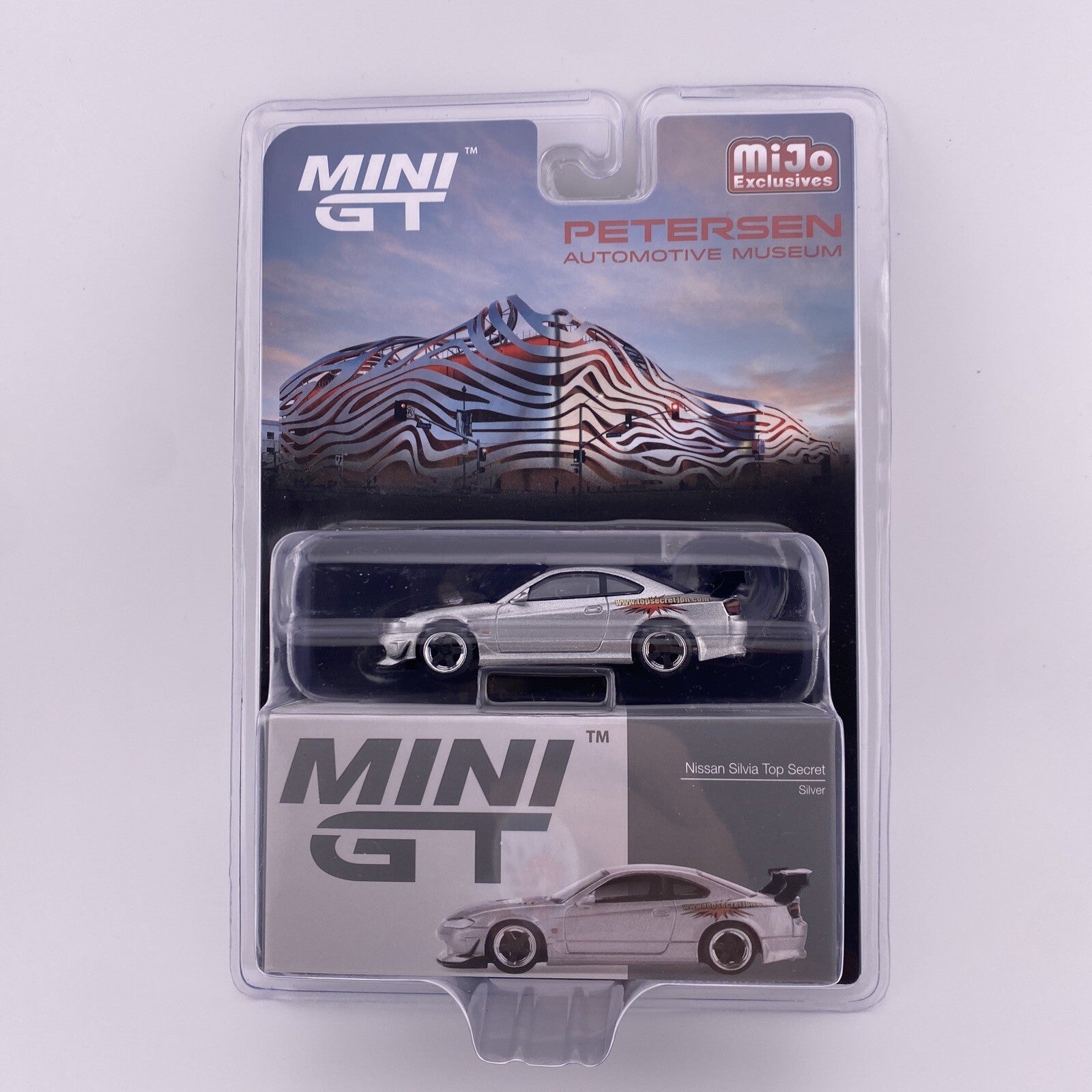 Nissan Silvia (S15) Top Secret   Silver   MINI GT 00545   Petersen Museum0