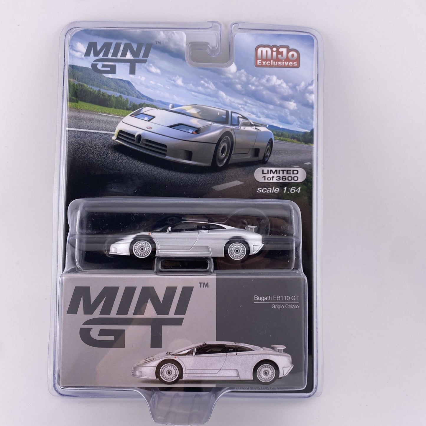 Bugatti EB110 GT Grigio Chiaro   Mini GT MGT 007041